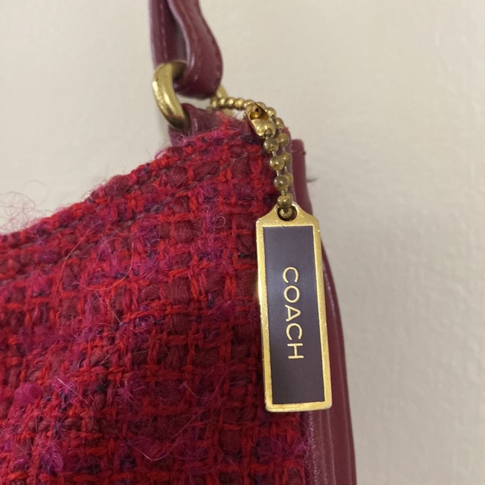 Vintage COACH Girlie Boucle Hobo Wool Alpaca Leather Handbag 8310 Red